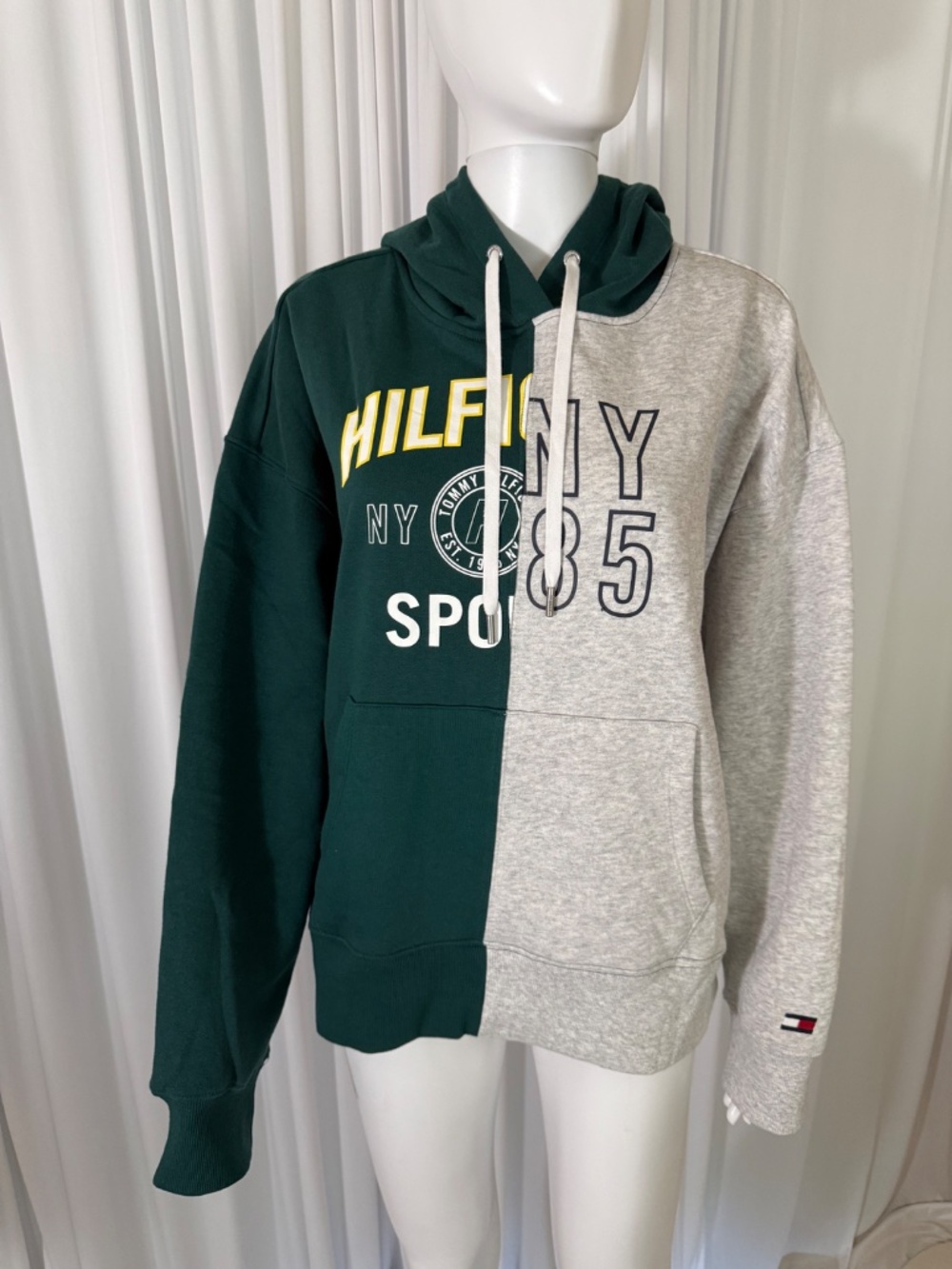 Tommy Hilfiger Sport Colorblock Hoodie Sweatshirt Green Gray XL NWOT - Picture 9 of 16